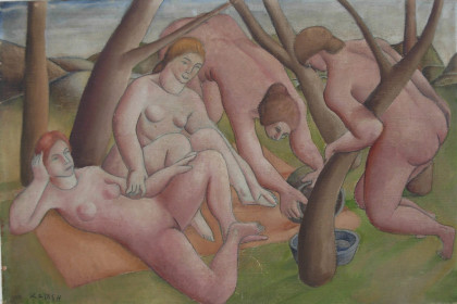 Untitled <br/>(Bathers) 1931<br/> Reuben Kadish<br/>
Oil on canvas, 13 in. x 20 in.