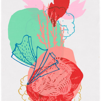 "Neon Abandon"<br/>Sarah Klein<br/>Monoprint on paper, 2017