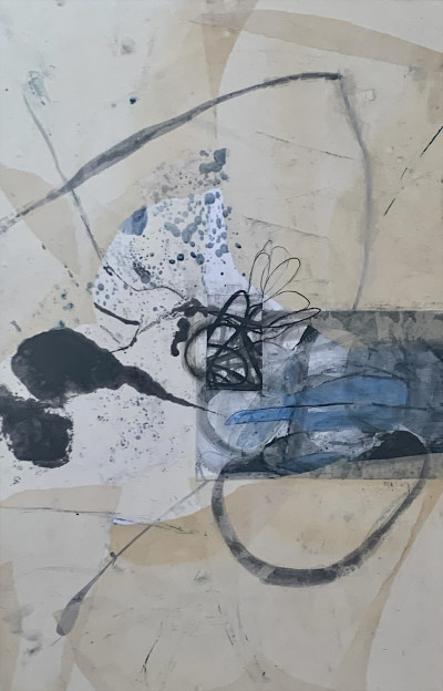 Tracey Adams<br/>
Collage, encaustic, charcoal and ink <br/>on board mounted on panel<br/>
30 in. x 19.5 in.<br/>2022<br/>
$3,200