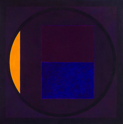 Chris Winfield<br/>
Untitled<br/>
Acrylic on canvas, 2018<br/>
36 in. x 36 in.<br/>
Courtesy of Winfield Gallery<br/><br/>
I have been using circles squares and triangles as my focus in creating spaces that feel real but in a dream like way.