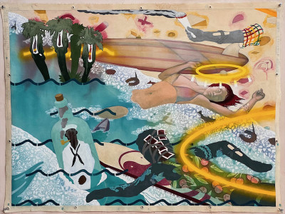 Don Hughes<br/>
"The Last Dream of the Golden Ratio"<br/>
Mixed media on canvas, 2010<br/>
26 in. x 34 in.<br/>
Courtesy of the artist<br/><br/>
“The accuracy of drawing is a matter of mathematics⏤ratio and proportion. The ability to draw accurately can be cultivated to a surprising degree by the average student. Drawings made by two students may be practically equal as to accuracy while one may have beauty and the other may not.” Joseph Cummings Chase, Drawing Made Easy, 1919