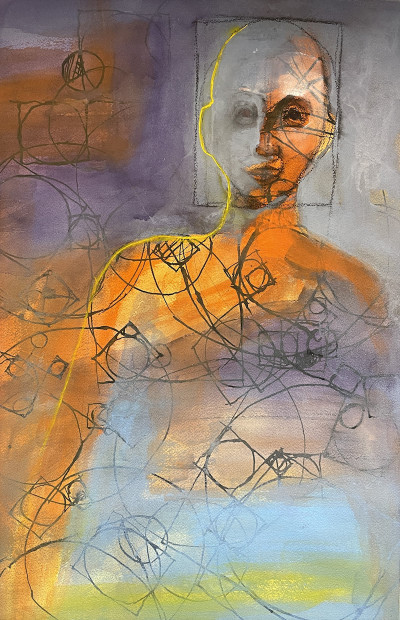 Joe Aki Ouye<br/>
"Life’s a Labyrinth"<br/>
Mixed Media, 2022<br/>
20.5 in. x 13.5 in.<br/>
Courtesy of the artist<br/><br/>
Life’s a labyrinth. There is no right path, only a series of twists and turns. Some of the paths are dead ends; others open the way to the next level. You can only get through by trial and error. With luck, you’ll come out at the other end, satisfied and contented.