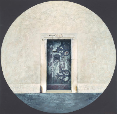 Robin Winfield<br/>
"Venetian Door"<br/>
Fujiflex Crystal Archival print and acrylic on board, 2022<br/>
30 in. x 30 in.<br/>
Courtesy of the artist